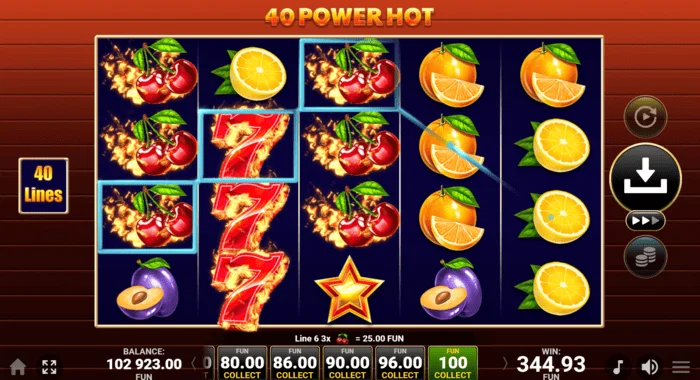 40 Power Hot Coin Boost grundspil gevinst